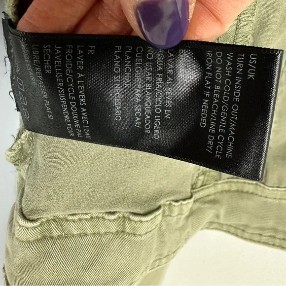 Liverpool Green Denim Jacket Mandarin Collar Size Small Olive - Picture 7 of 8